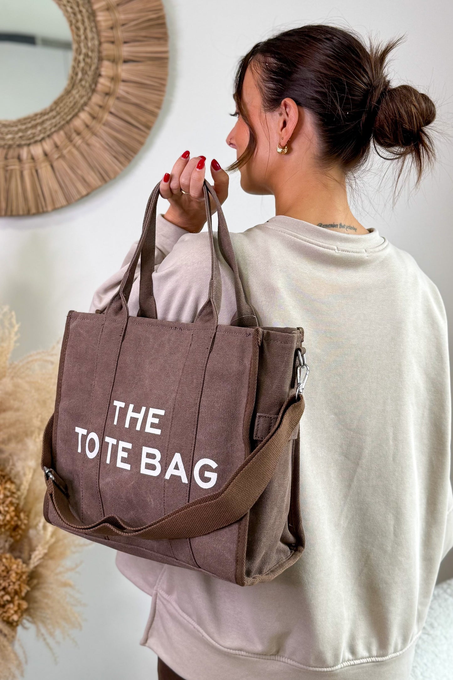 Sac Tote Bag Jeans Brun Modèle Moyen