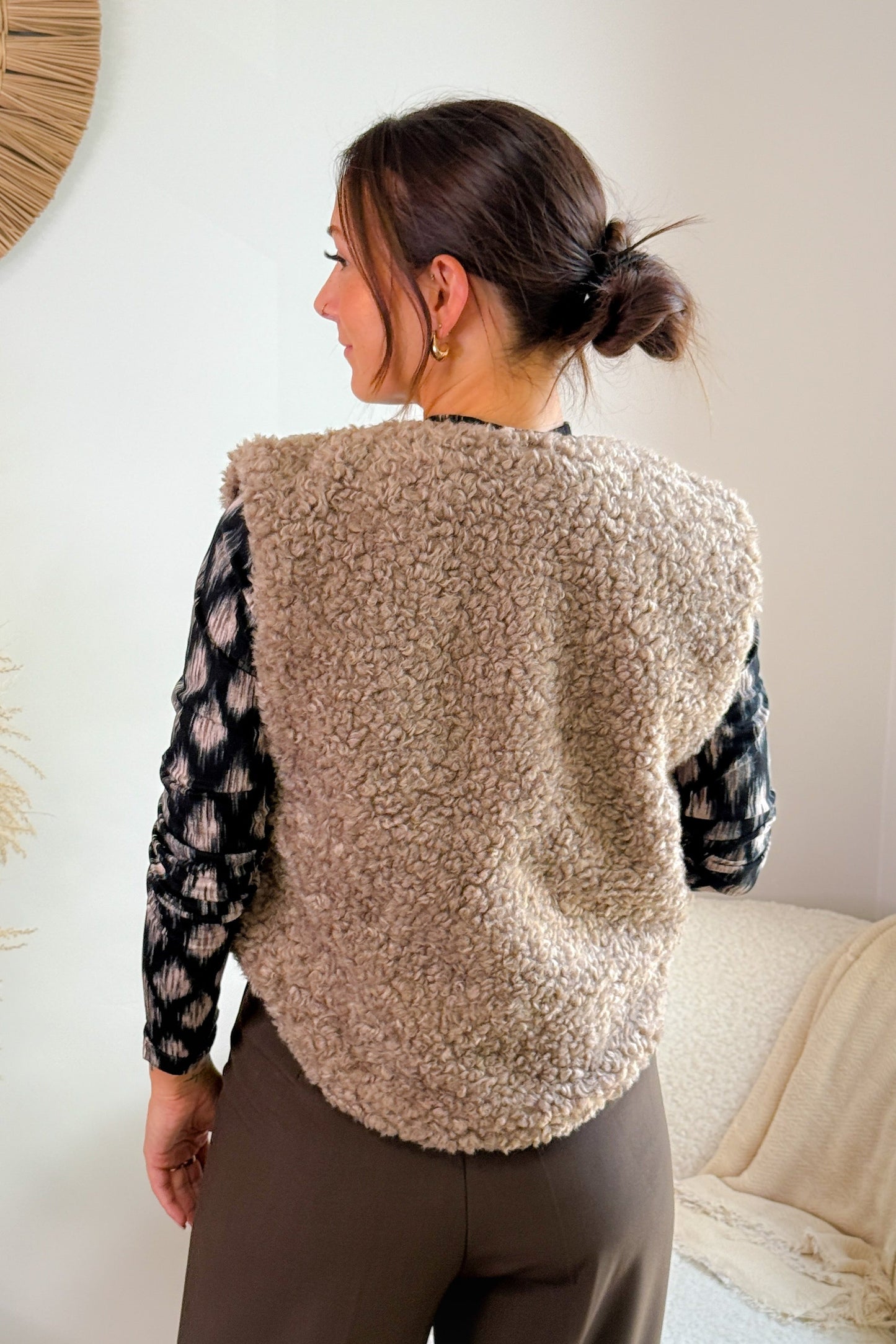 Gilet Bouclette Ritia Taupe Garcia