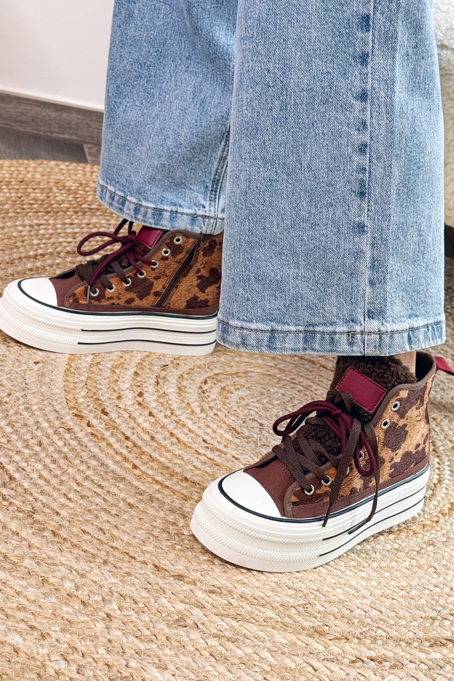 Style Converse Compensée Vache Poil Choco