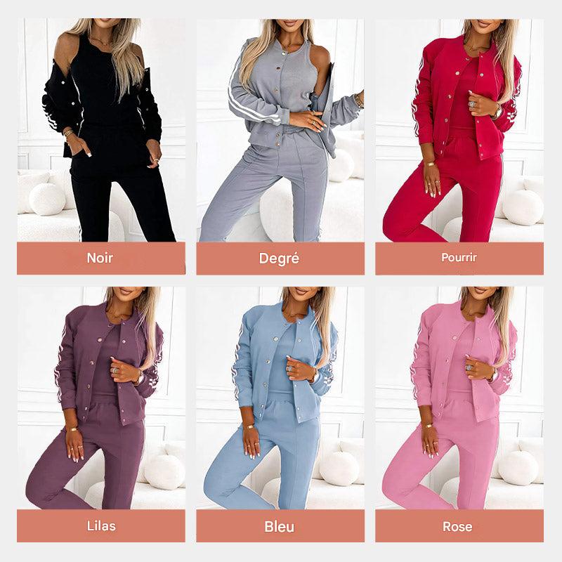 Ensemble trois pièces veste et pantalon pour femme