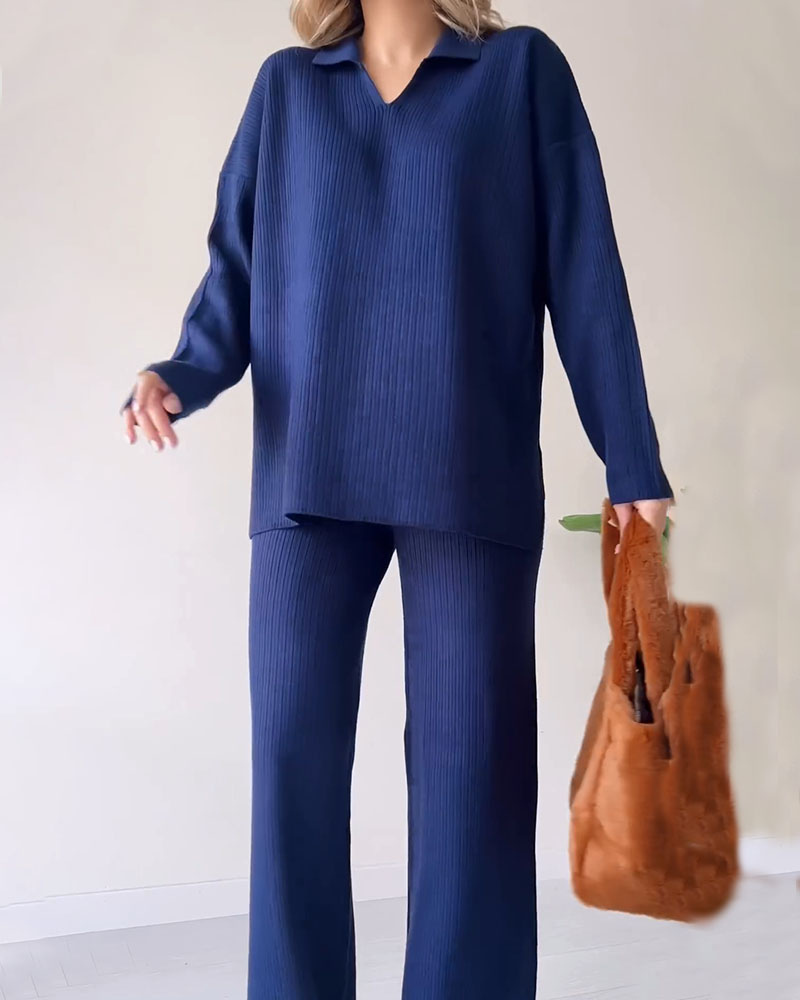 Ensemble Deux Pièces Chic Confortable en Tissu Tricoté au Design Polyvalent et Stylé