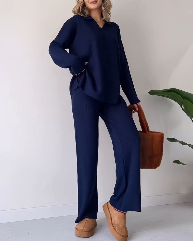 Ensemble Deux Pièces Chic Confortable en Tissu Tricoté au Design Polyvalent et Stylé