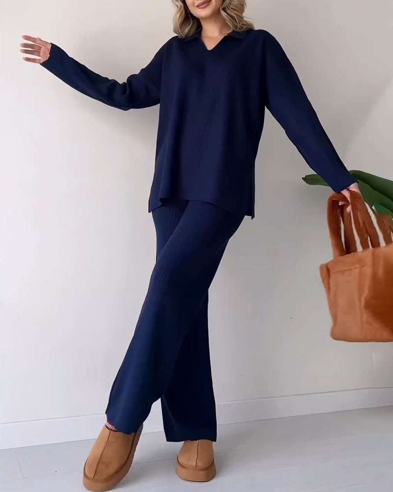 Ensemble Deux Pièces Chic Confortable en Tissu Tricoté au Design Polyvalent et Stylé