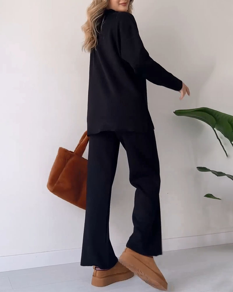 Ensemble Deux Pièces Chic Confortable en Tissu Tricoté au Design Polyvalent et Stylé