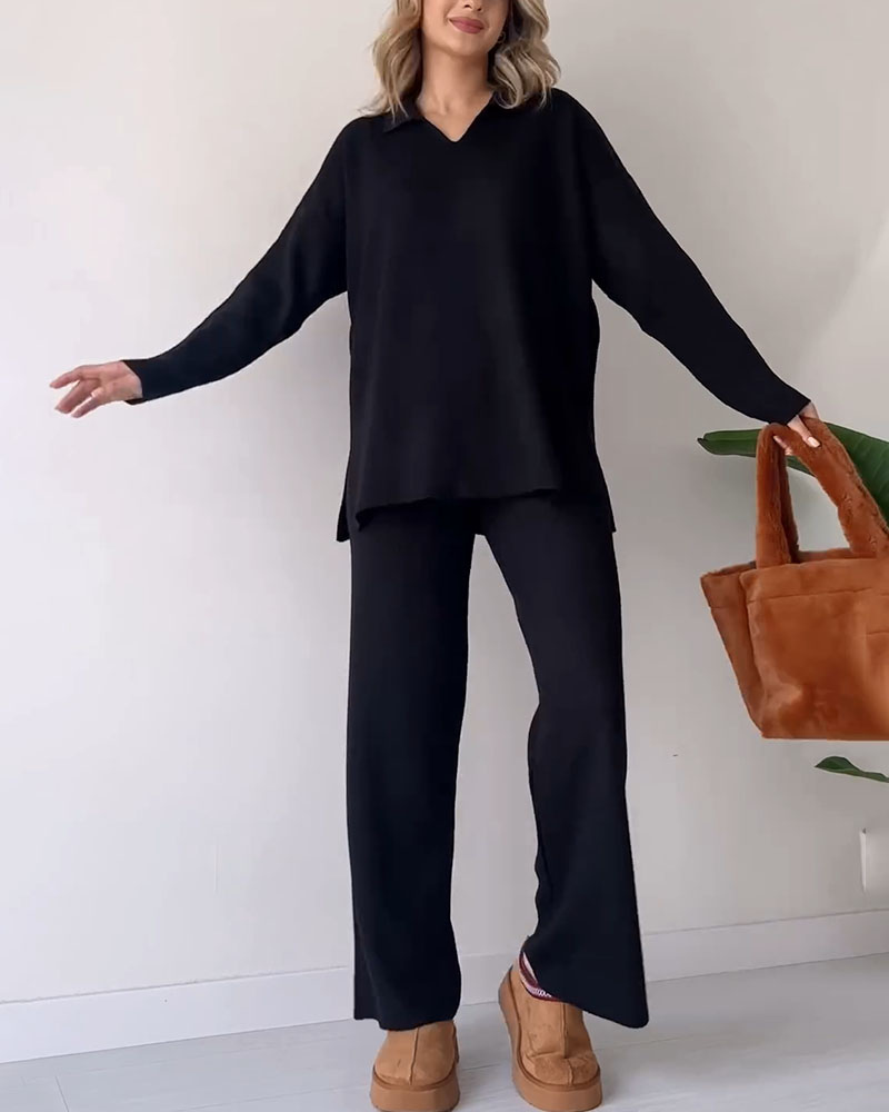 Ensemble Deux Pièces Chic Confortable en Tissu Tricoté au Design Polyvalent et Stylé