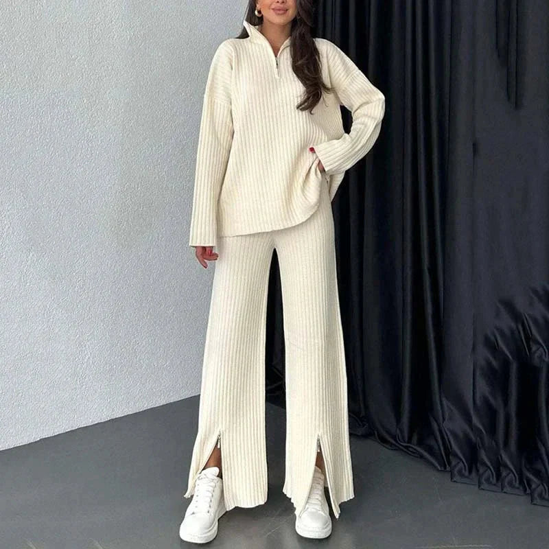 Ensemble Chic Ample en Tricot Pull et Pantalon Femme