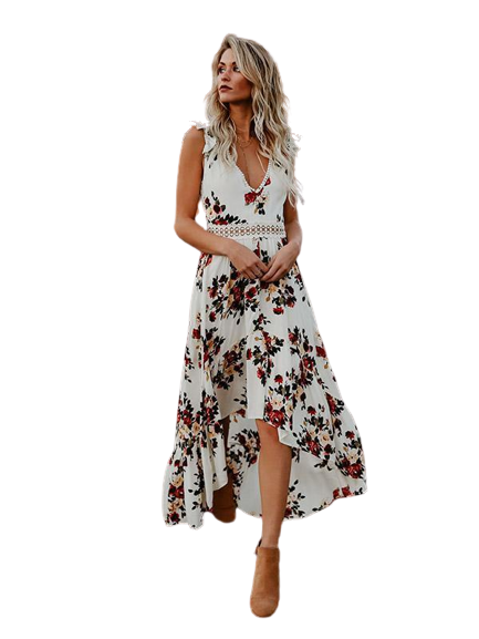 Pauline Laurent® | Robe Maxi Vintage Sexy À Imprimé Floral Fiesta