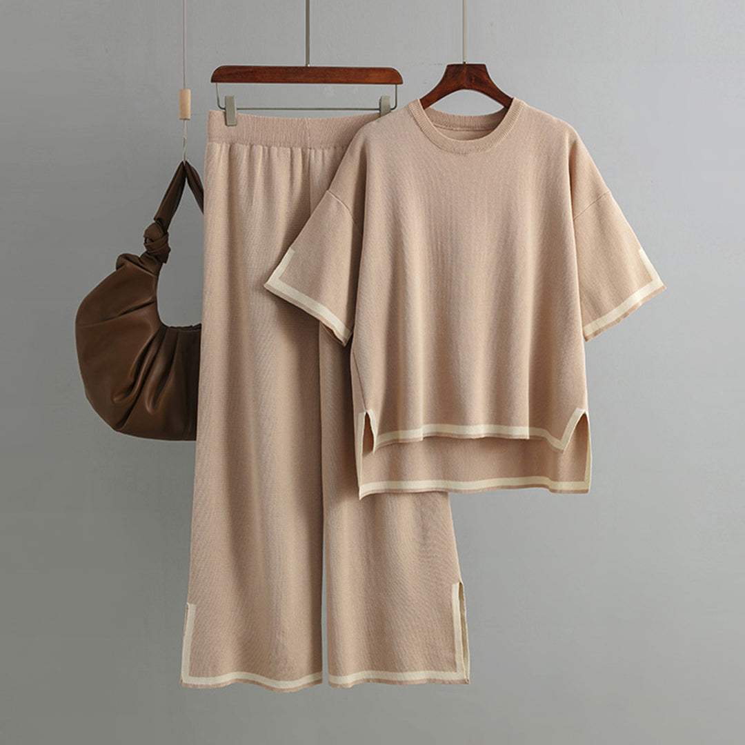 Ensemble Tendance Blouse Col Rond Et Pantalon Maxi Femme