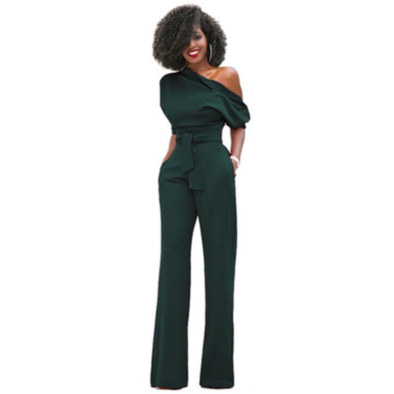 Combinaison Asymétrique Chic avec Ceinture pour Femme