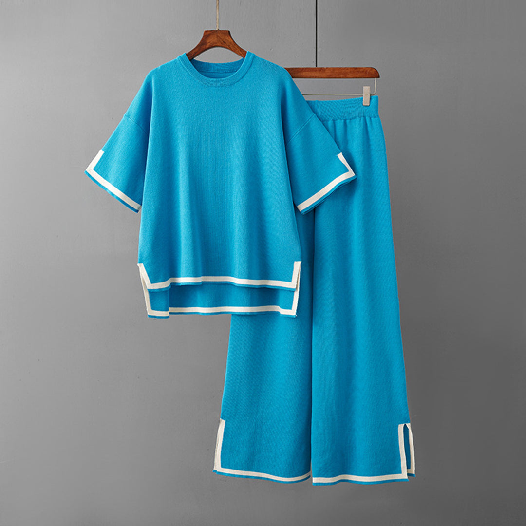 Ensemble Tendance Blouse Col Rond Et Pantalon Maxi Femme
