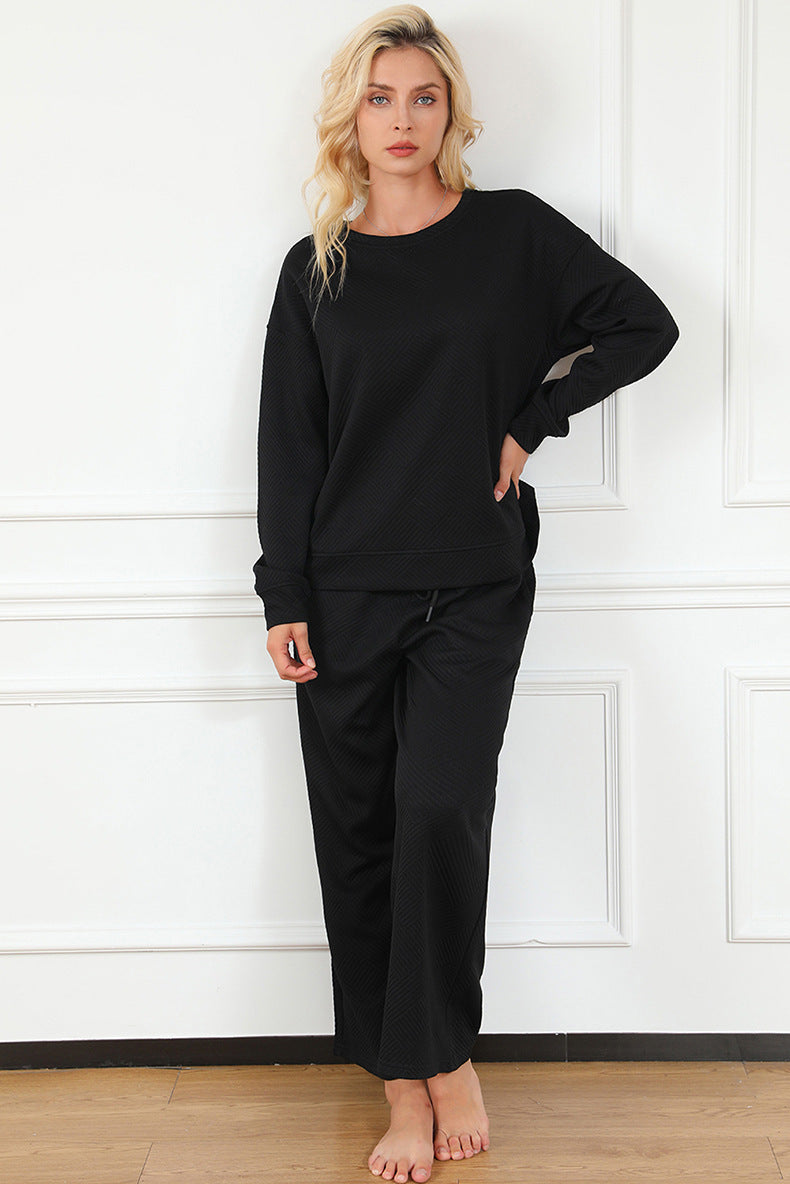 Ensemble 2 pièces femme - haut texturé et pantalon large
