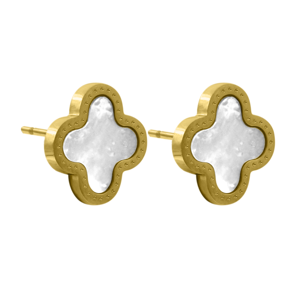 Élodie Lavin® | Nacre Unique Leaf Boucles d'oreilles plaqué or 14 carats
