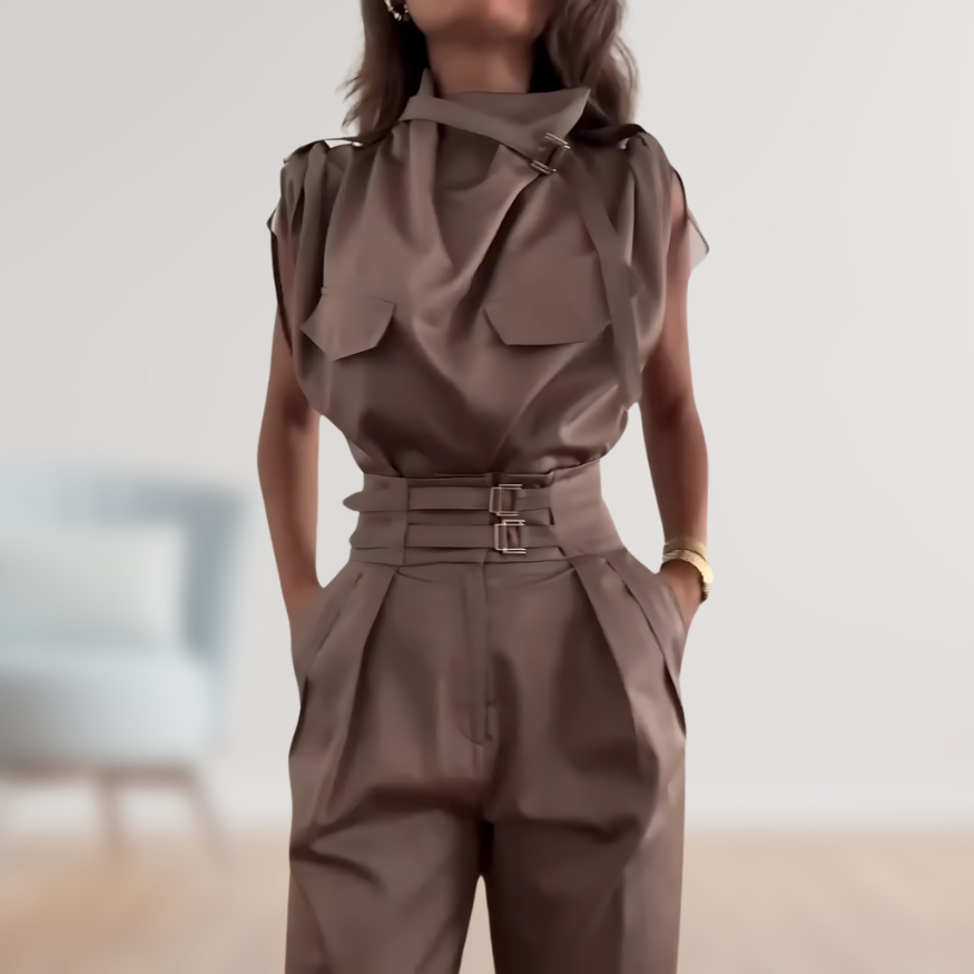 Amanda™ I Combinaison Élégante avec Ceinture pour Femme