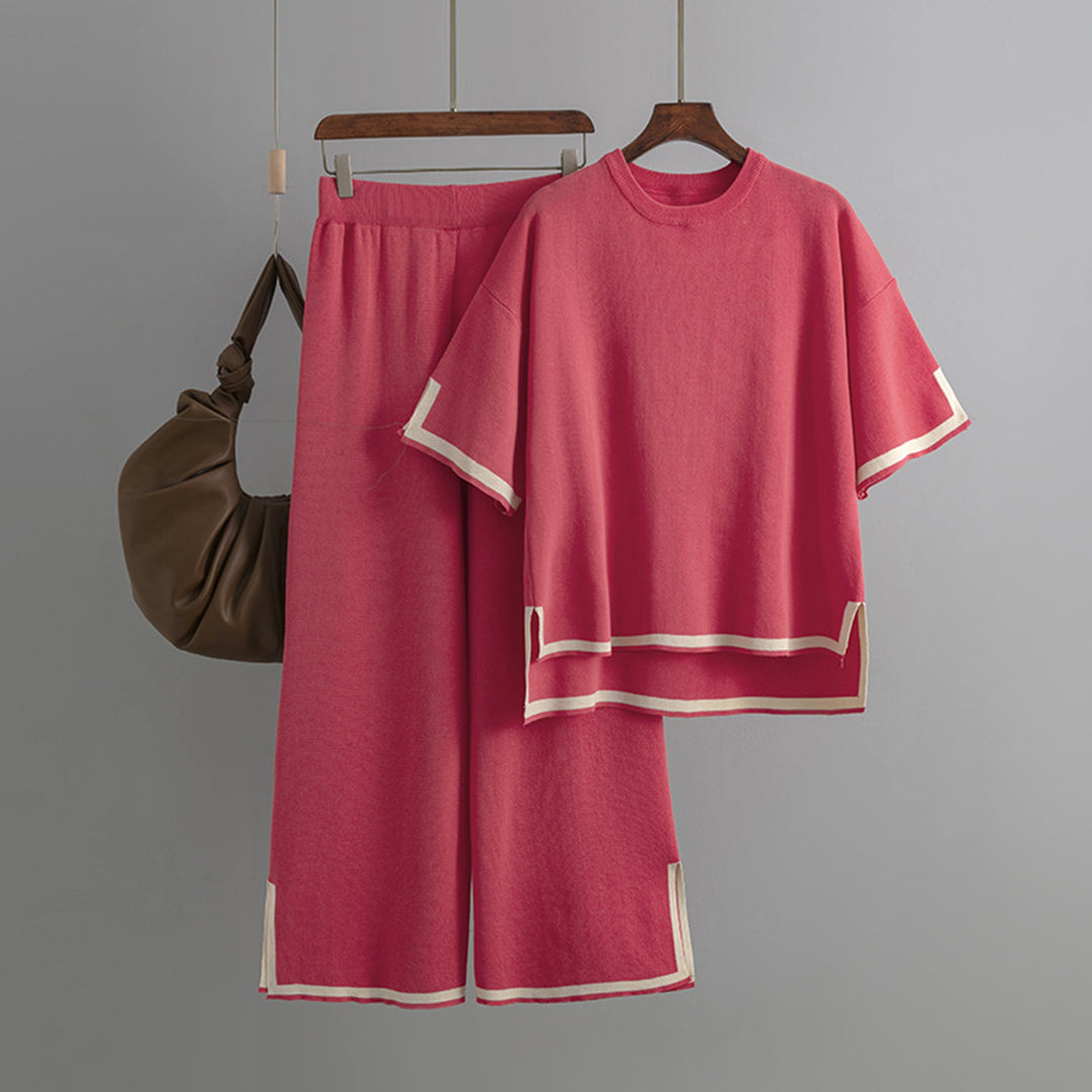 Ensemble Tendance Blouse Col Rond Et Pantalon Maxi Femme