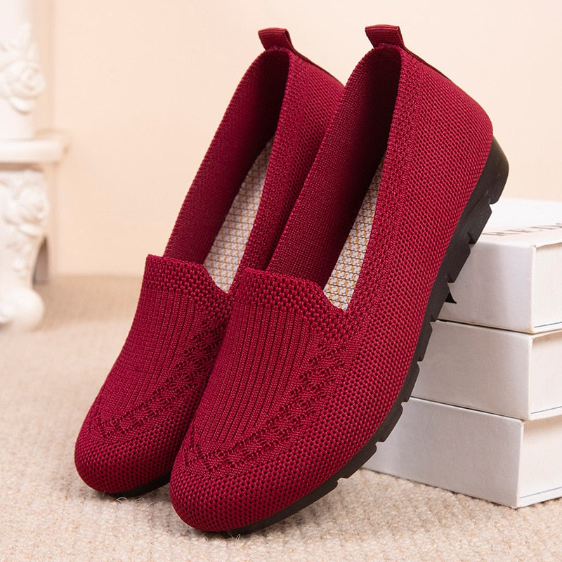 Chaussures Plates En Tricote Légère Élégantes Pour Femmes