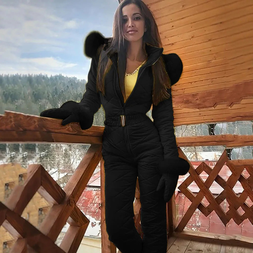 Combinaison Hivernale Matelassée de Luxe pour Femmes avec Fourrure