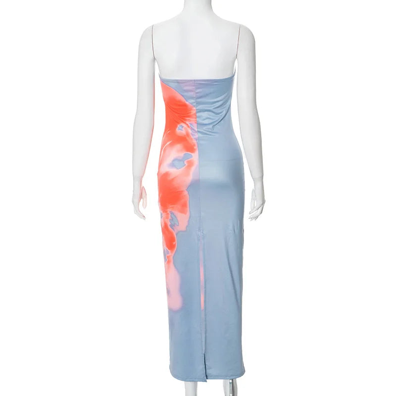 Robe Longue Moulante Sans Bretelles Femme Élégante