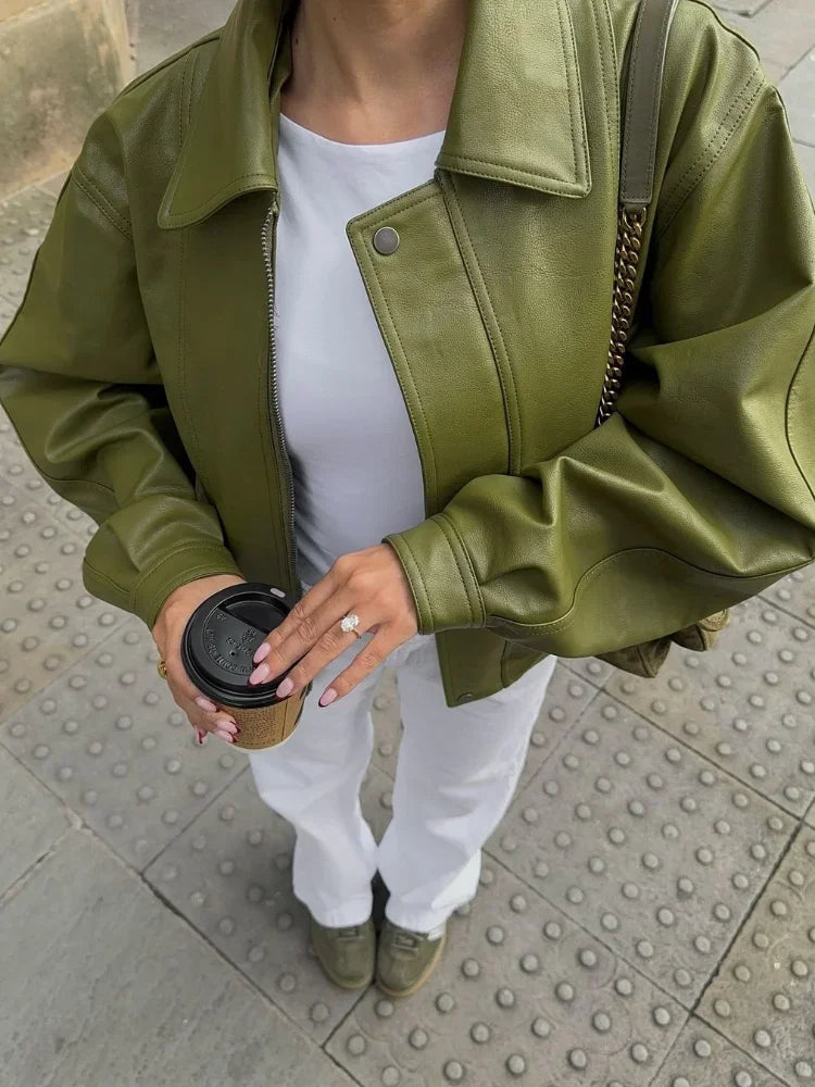 SIMONE™ | Veste en Cuir Oversized