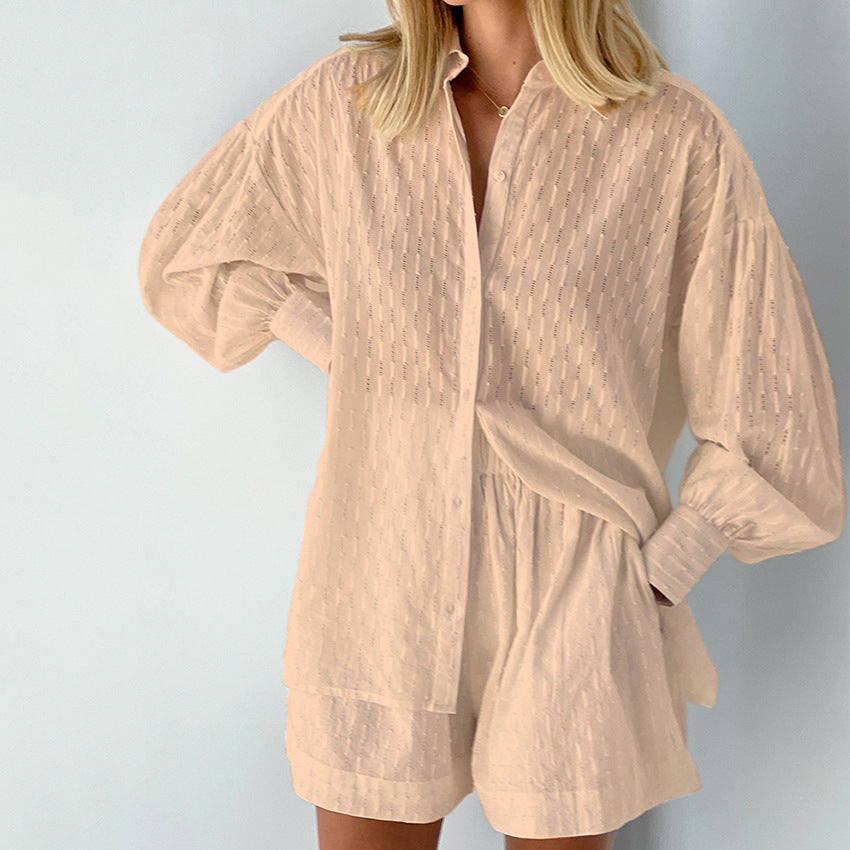 Ensemble Chemise Longue Manche Large Et Short Chic Femme