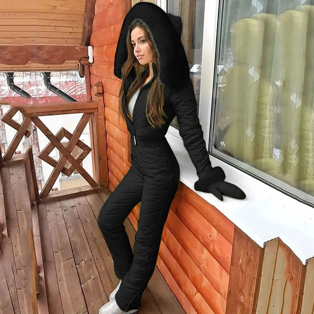 Combinaison Hivernale Matelassée de Luxe pour Femmes avec Fourrure