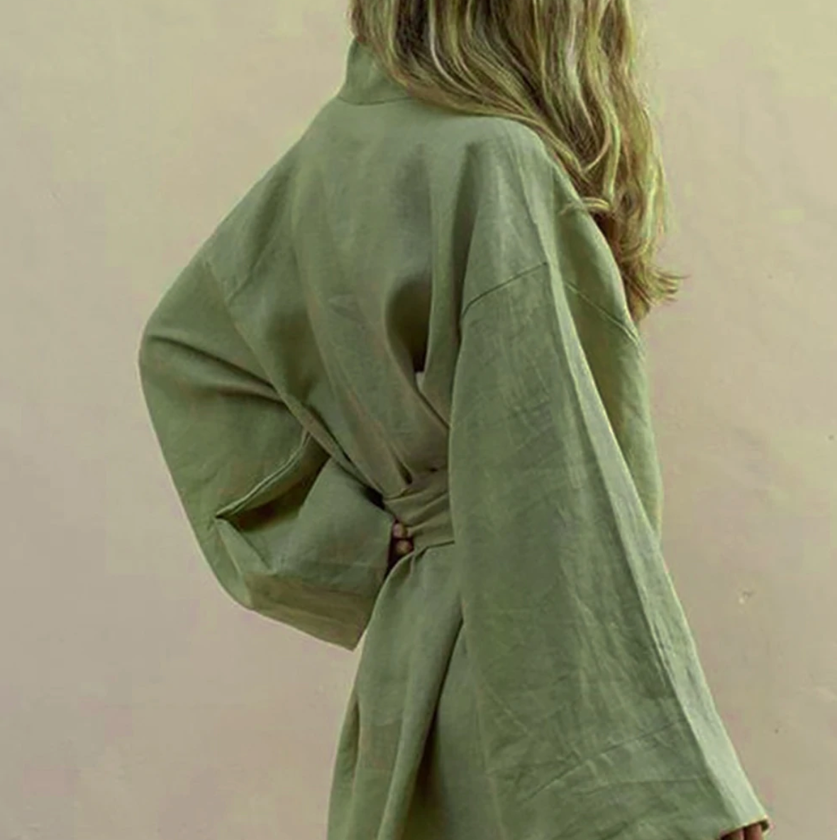 Robe Courte Kimono à Manches Longues pour Femme