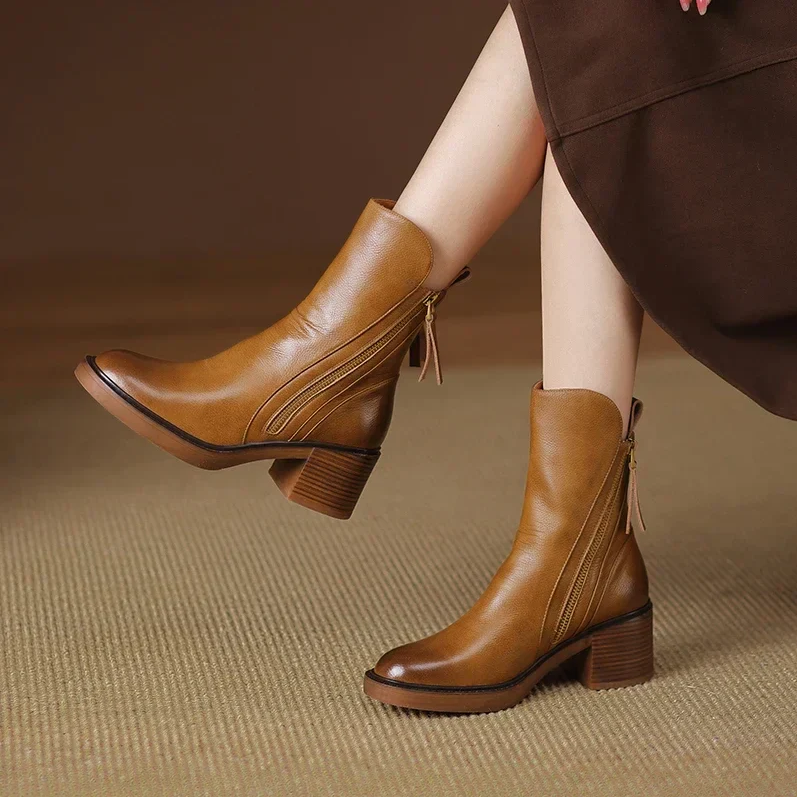 Bottes en Cuir Zippées Chic et Stylées