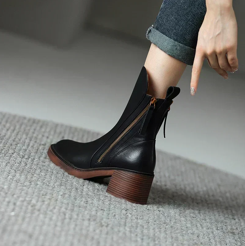 Bottes en Cuir Zippées Chic et Stylées