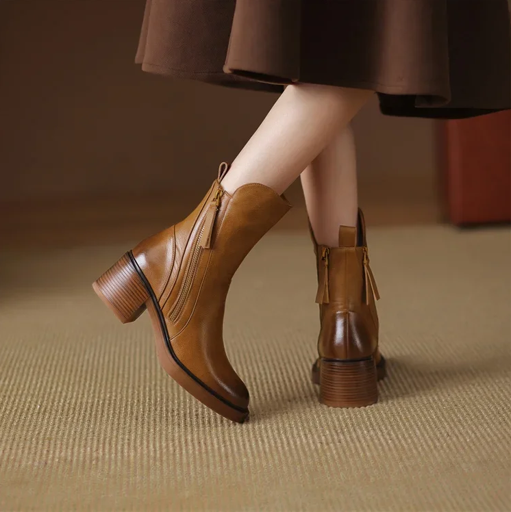 Bottes en Cuir Zippées Chic et Stylées