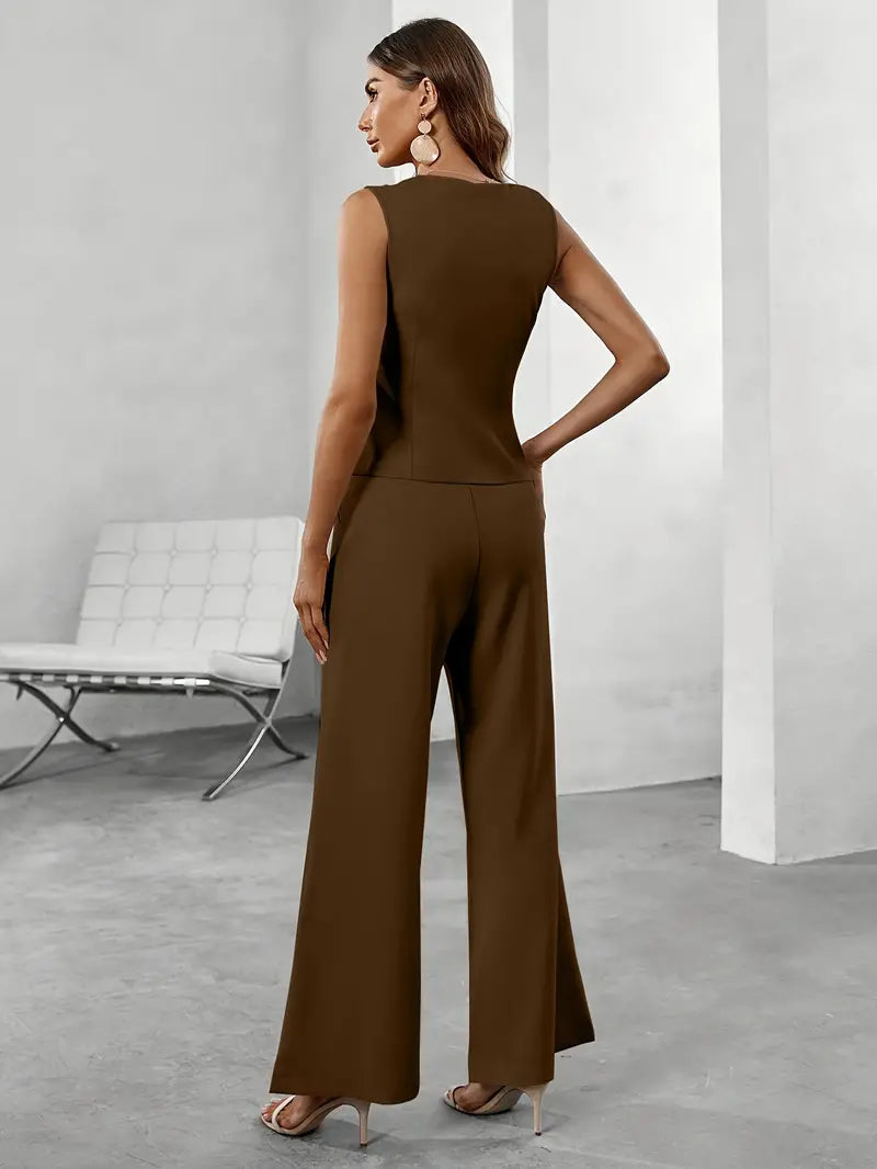 Ensemble Iconique Gilet et Pantalon Évasé pour Femme