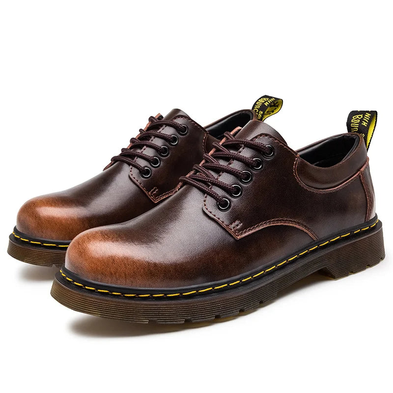 Bottes En Cuir À Lacets Rembourrées Pour Hommes