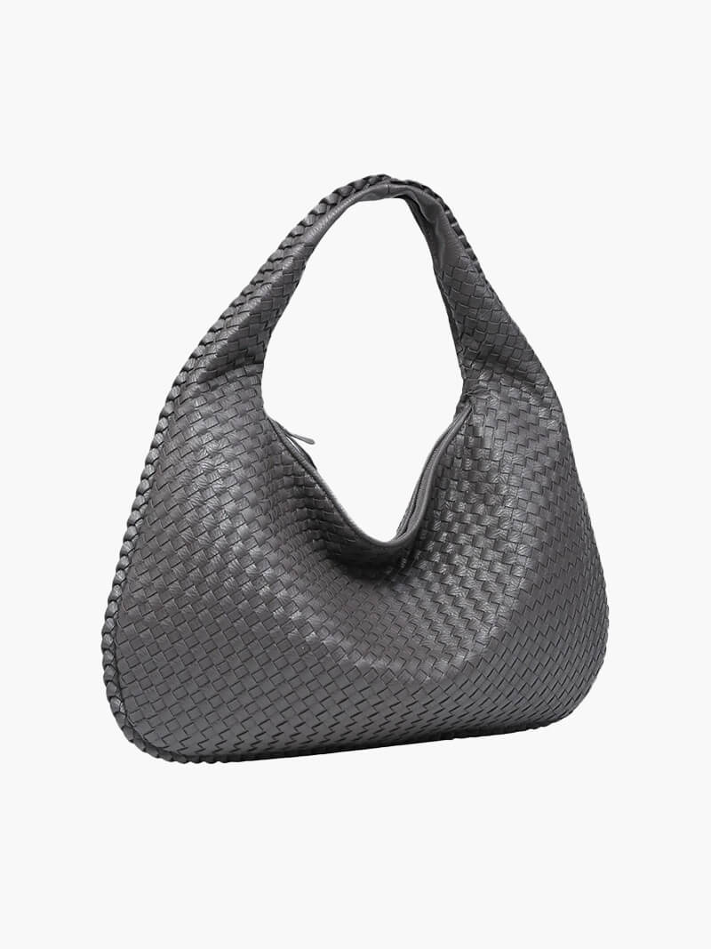 Grand sac à bandoulière en cuir tressé pour dames