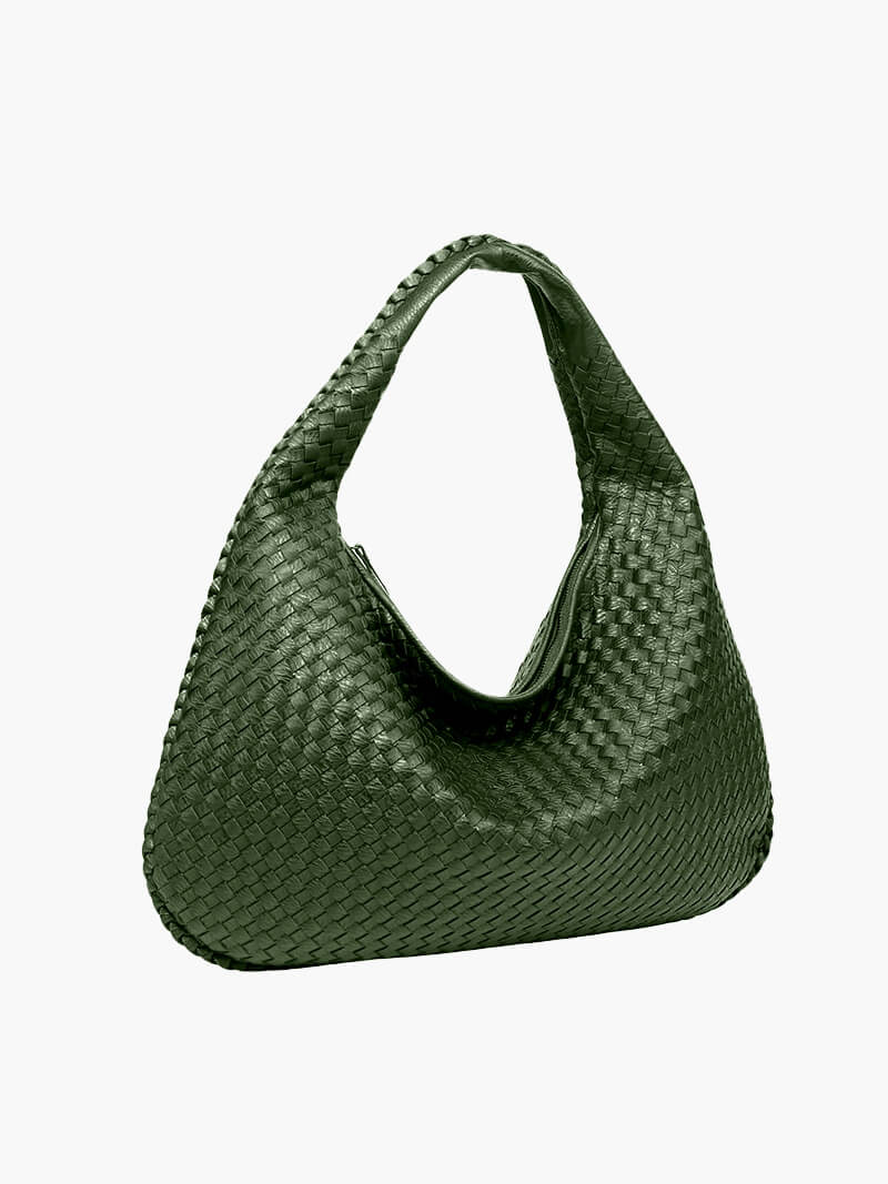 Grand sac à bandoulière en cuir tressé pour dames