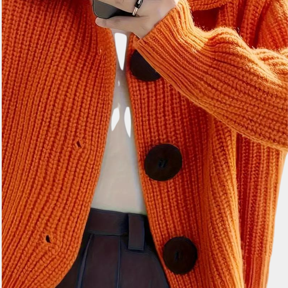 Cardigan confortable et élégant avec de gros boutons pour l'automne et l'hiver