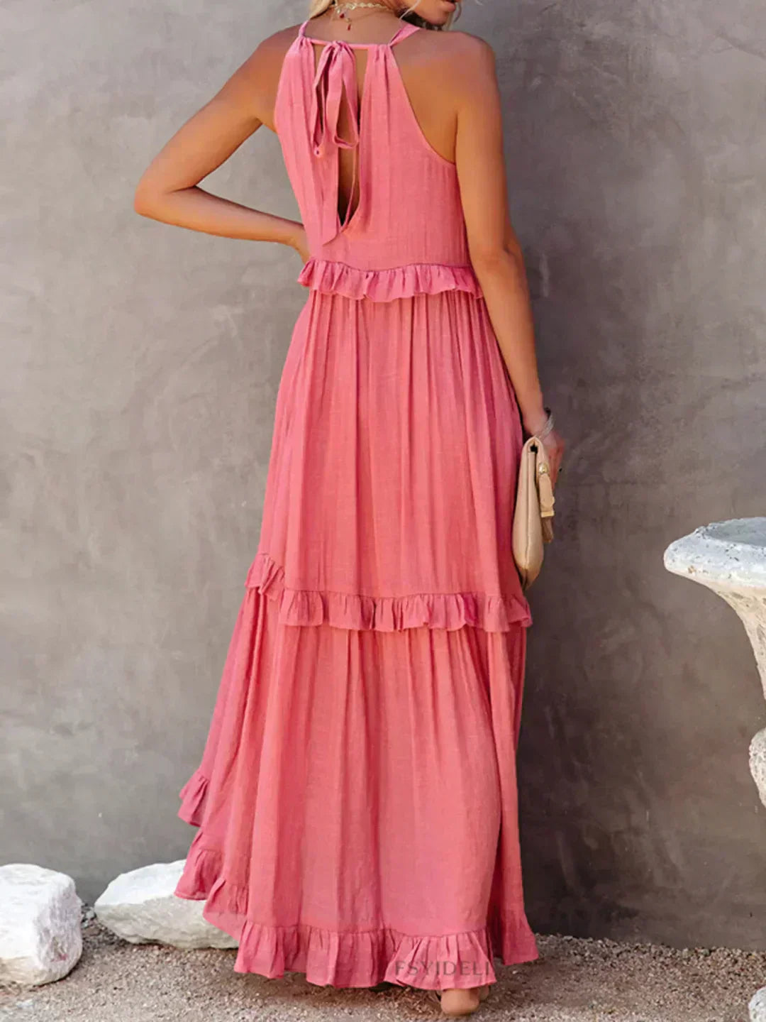 Sarah | Robe Maxi Halter à Volants (Stock Limité)