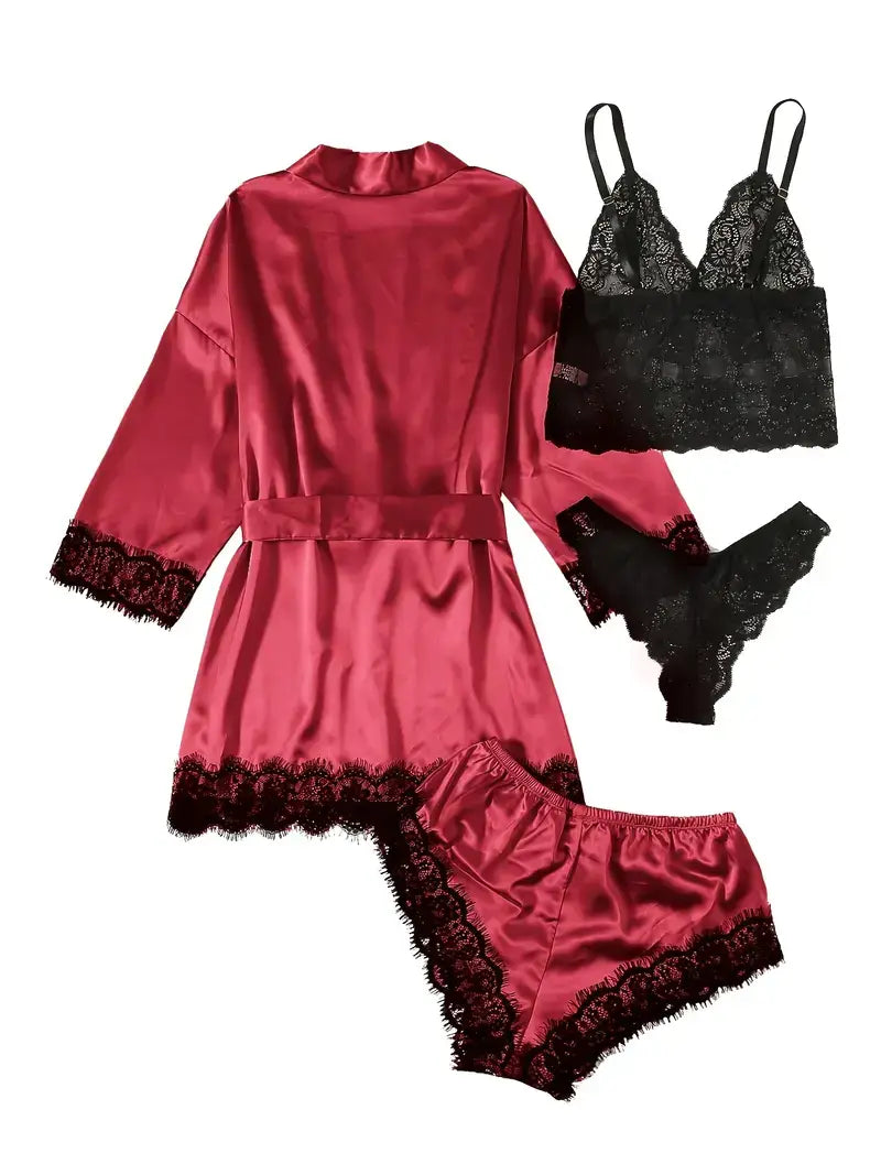 Ensemble Pyjama & Sous-Vêtements Glamour 4 Pièces