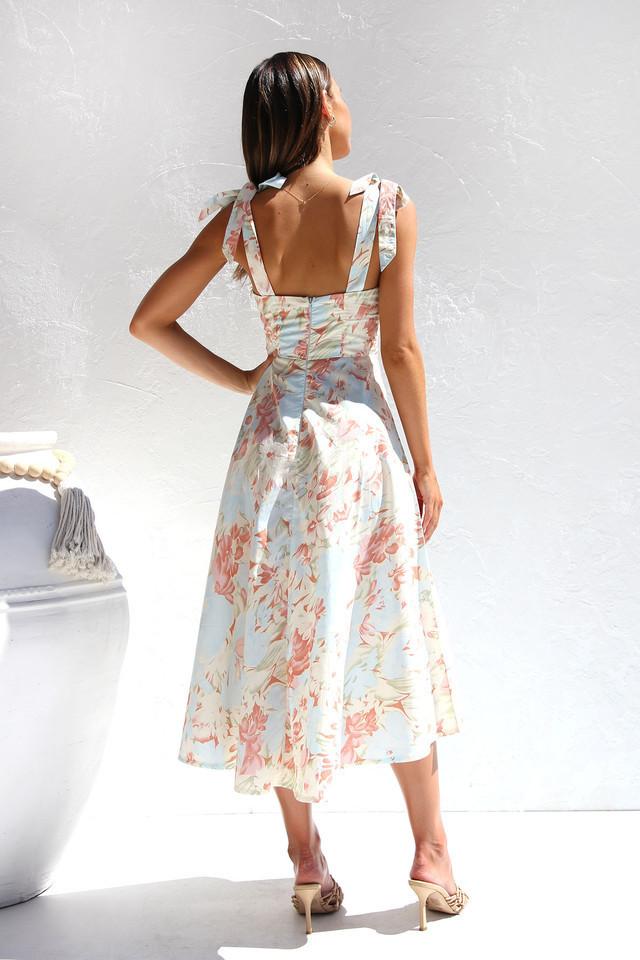 Pauline Laurent® | Robe midi imprimée à bretelles