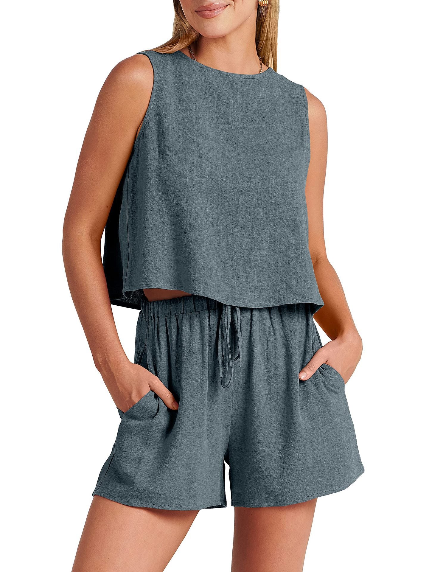 Ensemble Sans Manches À Haut Court Et Short Femmes