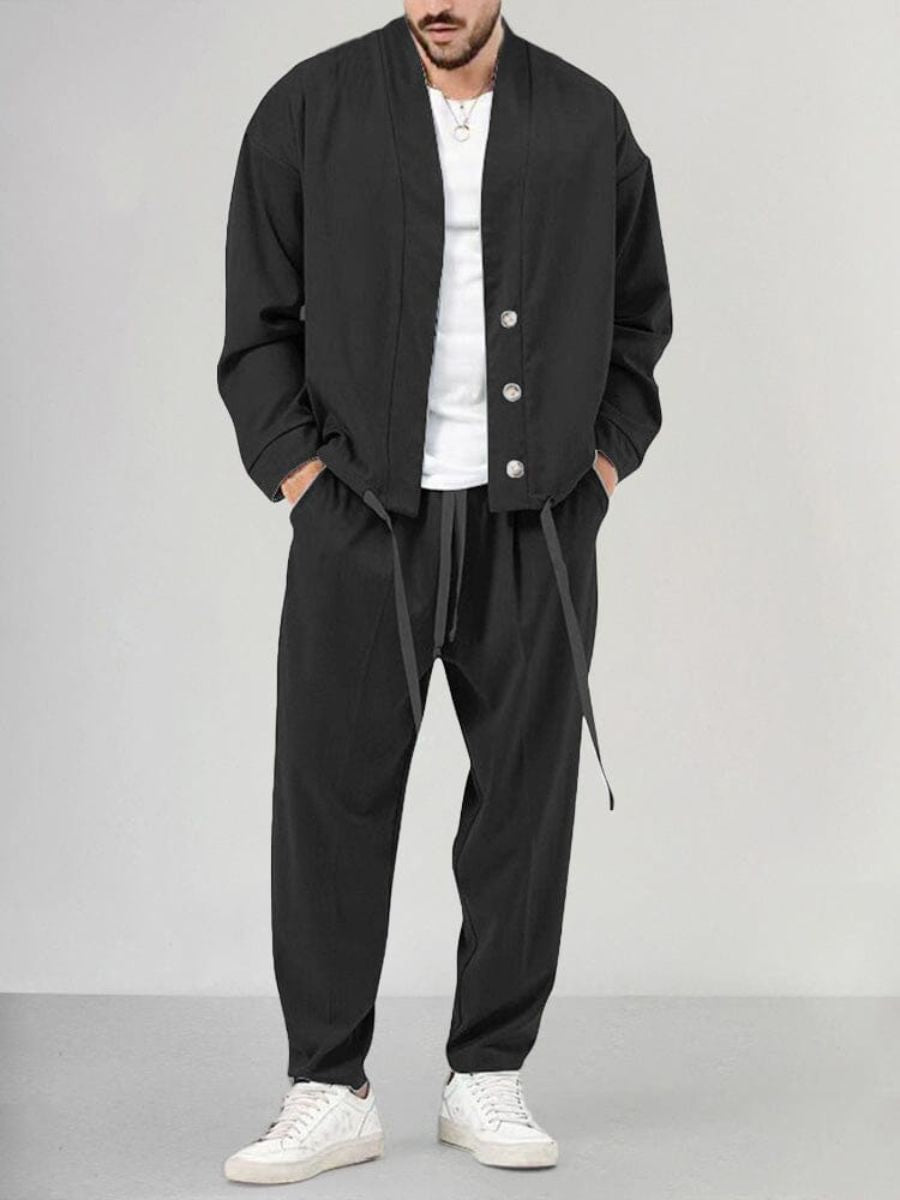 Ensemble Veste Boutonnée et Joggers Stylé pour Hommes
