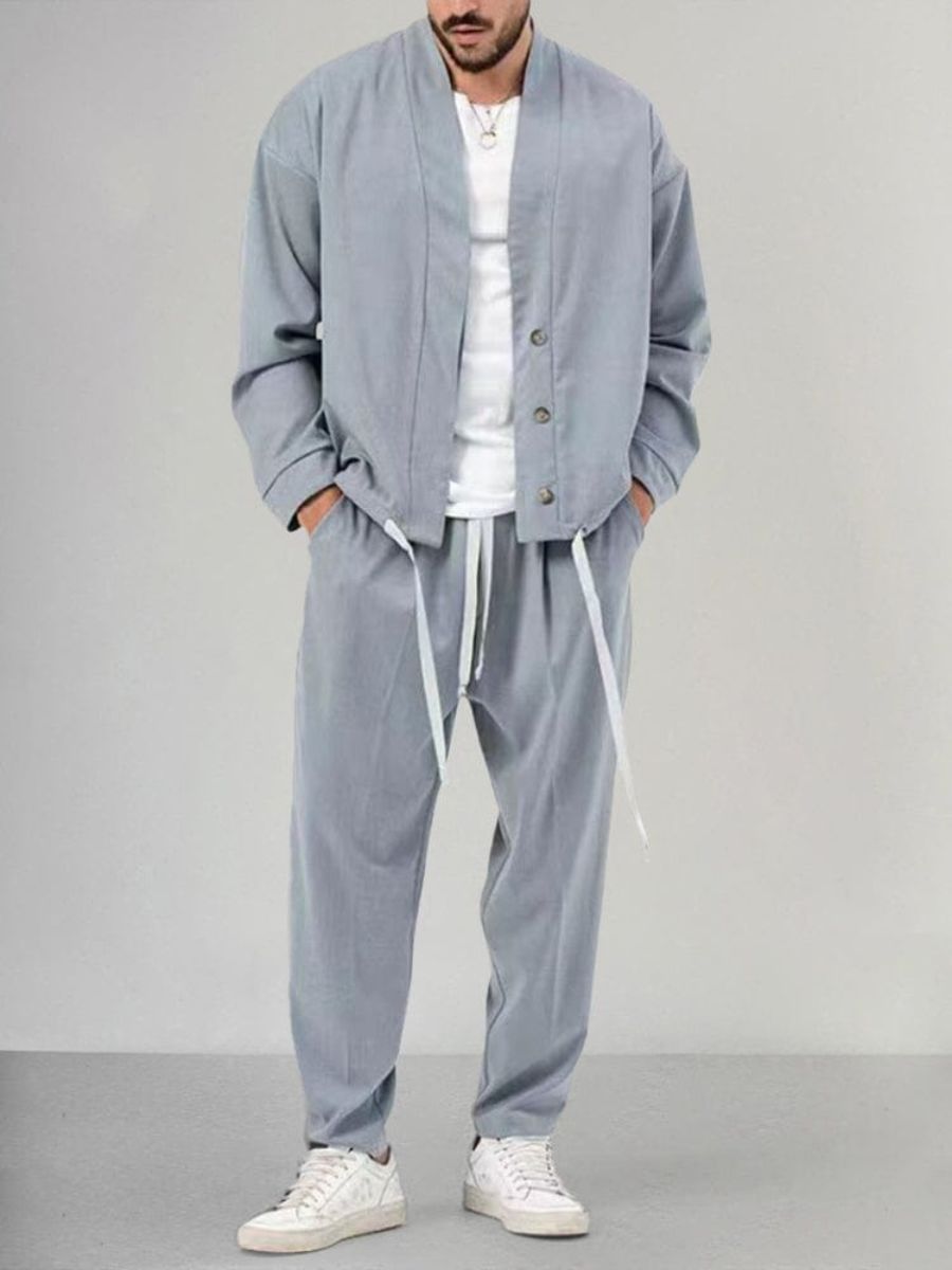 Ensemble Veste Boutonnée et Joggers Stylé pour Hommes