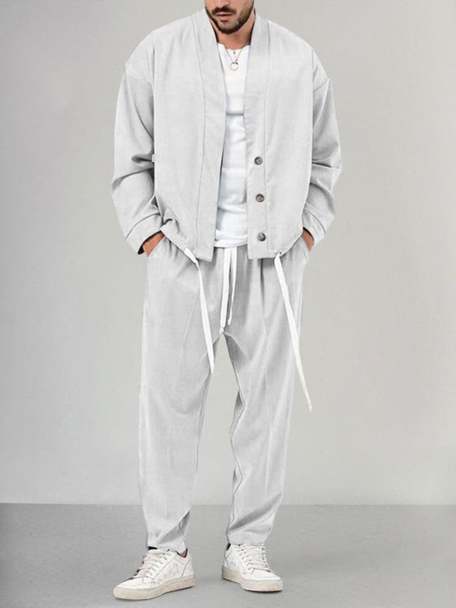 Ensemble Veste Boutonnée et Joggers Stylé pour Hommes