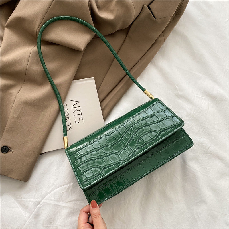 Sac baguette en cuir texturé