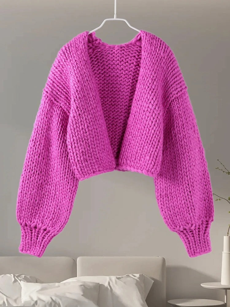 Cardigan décontracté en tricot torsadé uni confortable