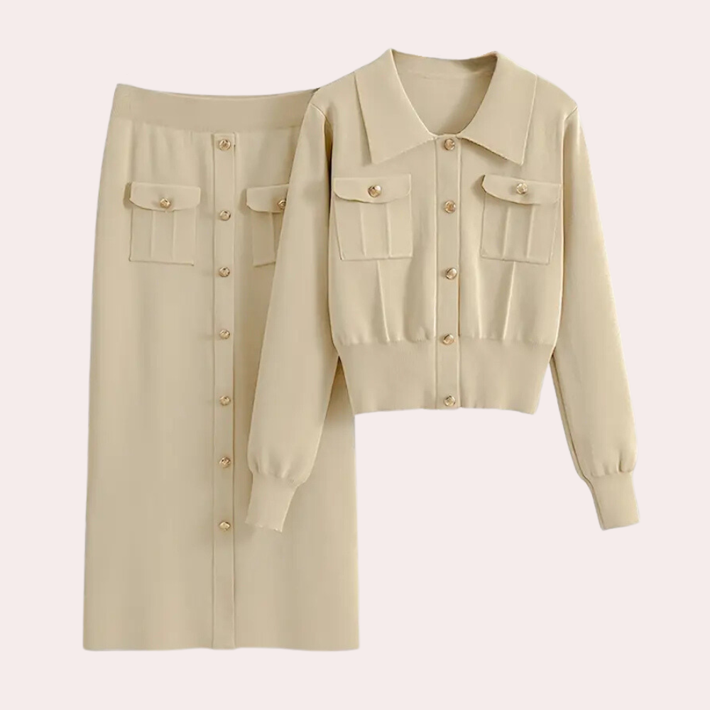 Ensemble à Deux Pièces Boutonné pour Femme