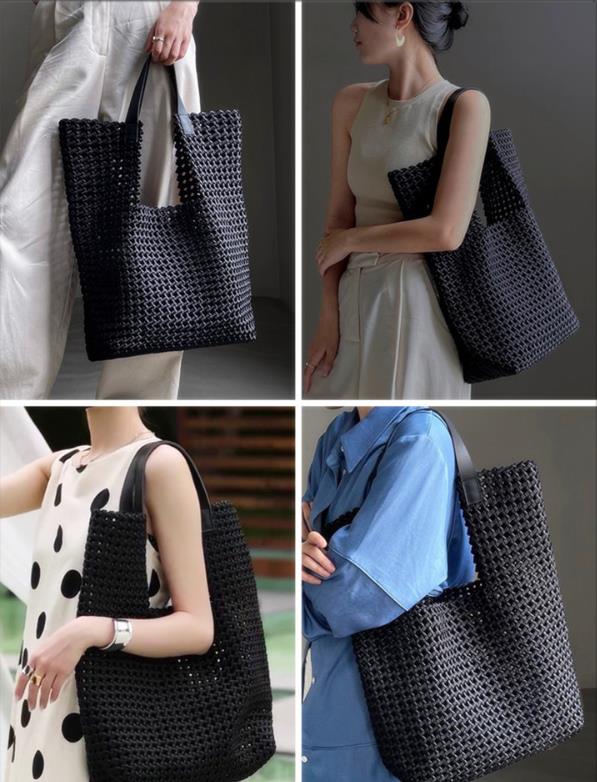 Grand sac fourre-tout en cuir tissé à la main pour un style chic au quotidien