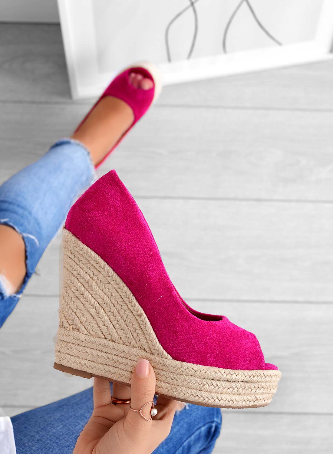 Espadrilles compensées en daim