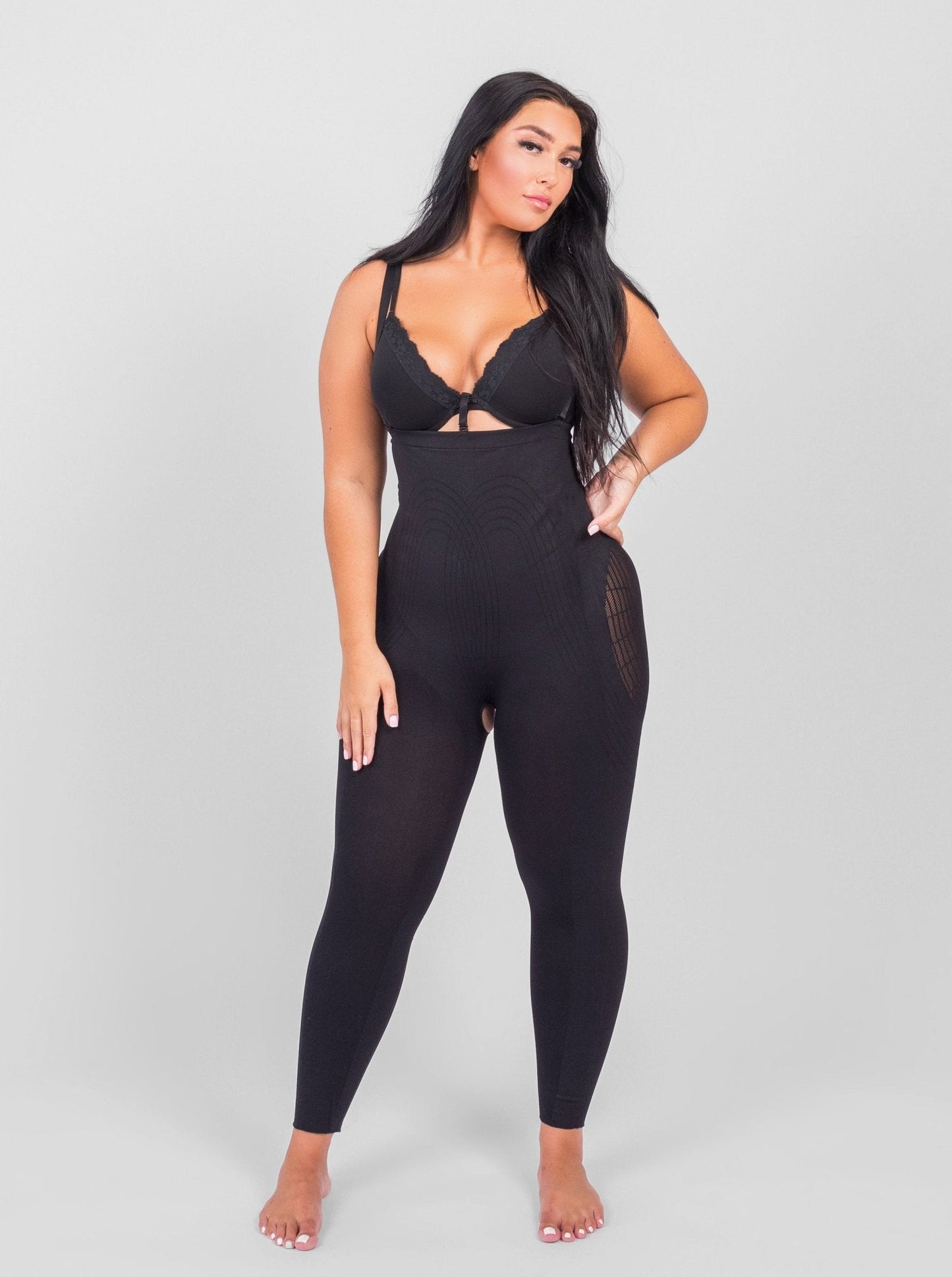 Dhalia - Knielengte Full Body Shaper Met Afneembare Schouderbandjes