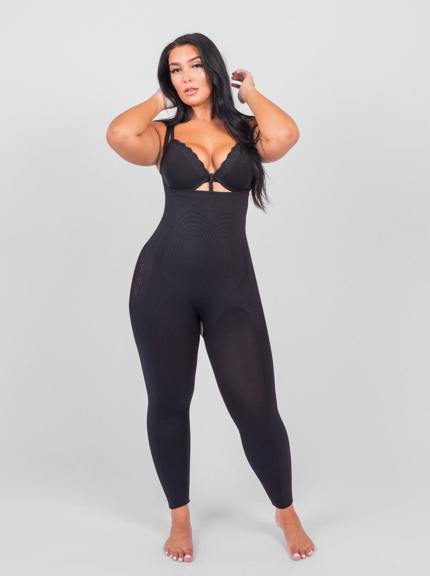 Dhalia - Knielengte Full Body Shaper Met Afneembare Schouderbandjes