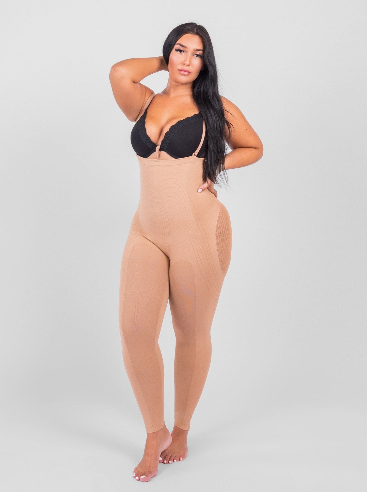 Dhalia - Knielengte Full Body Shaper Met Afneembare Schouderbandjes