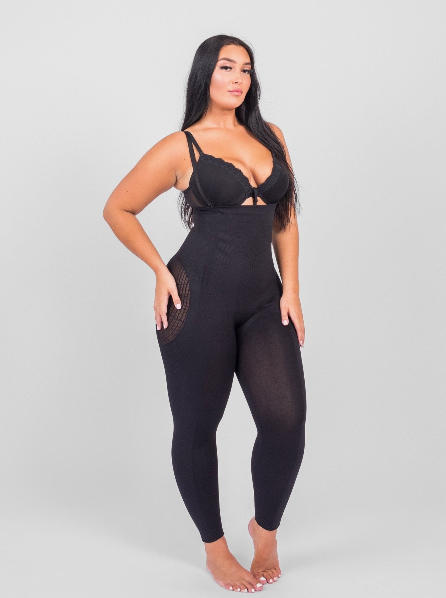 Dhalia - Knielengte Full Body Shaper Met Afneembare Schouderbandjes