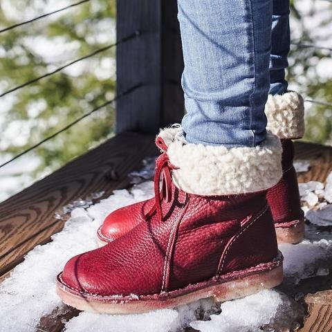 Bottes Hautes Classiques en Cuir Doublées de Polaire pour Femmes